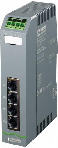 MURRELEKTRONIK Ethernet switch: Managed, DIN Rail, 4 Ports, RJ45, 100 mbps/Ethernet/Gigabit, IP20 (MPN 58821). Key specifications — Port Type: RJ45; Manufacturer Part Number: 58821; Brand: MURRELEKTRONIK; Features: Auto-Crossover; IP Rating: IP20; Product Type: Ethernet Switch; Maximum Input Voltage: 30V DC; Mounting Location: DIN Rail.