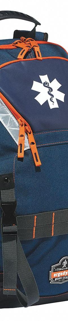 ERGODYNE Backpack: Polyester, Blue, 1,465 cu in Interior Volume, Zipper, 14 1/2 in Lg, 5 in Wd (MPN 5244). Key specifications — Color: Blue; Material: Polyester; Brand: ERGODYNE; Closure: Zipper.