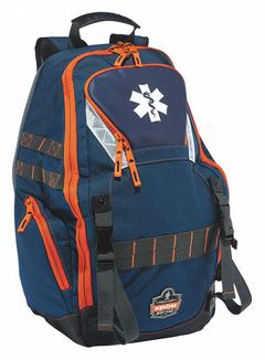 ERGODYNE Backpack: Polyester, Blue, 1,465 cu in Interior Volume, Zipper, 14 1/2 in Lg, 5 in Wd (MPN 5244). Key specifications — Color: Blue; Material: Polyester; Brand: ERGODYNE; Closure: Zipper.