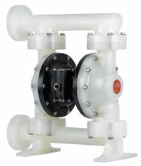 ARO Double Diaphragm Pump: Polypropylene Body, 1 1/2 in, Flange Connection, 126 gpm, PP Seat (MPN PD15P-FPS-PAA). Key specifications — Brand: ARO; Seat Material: PP; Check Valve Material: Santoprene.