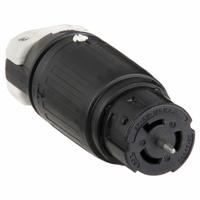 HUBBELL Locking Connector: Non-NEMA, Black/White, 125V AC, 50 A Current Rating, 2 Poles, 3 Wires (MPN CS6360C). Key specifications — Brand: HUBBELL.