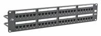 HUBBELL PREMISE WIRING Patch Panel: Flat, 2 Rack Units, 48 Ports, 5e, IDC, 4-Pr PoE (4PPOE), Steel (MPN HP5E48E). Key specifications — Brand: HUBBELL PREMISE WIRING; Compatible Cable Performance Category: 5e; Material: Steel; _Access Type: Rear Access; _Port Labeling: Front Numbered; _Power Over Ethernet: 4-Pair PoE (4PPOE); _Rear Termination: IDC; _Series: NextSpeed.