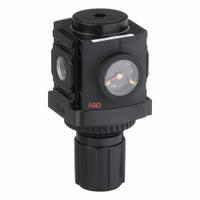ARO Regulator: Aluminum, 1/4 in NPT, 170 scfm, 140 psi, 250 psi Max Op Pressure, Knob, 1500 Series (MPN R37221-600). Key specifications — attr111664: Yes; attr111400: 1500; attr111627: ARO.