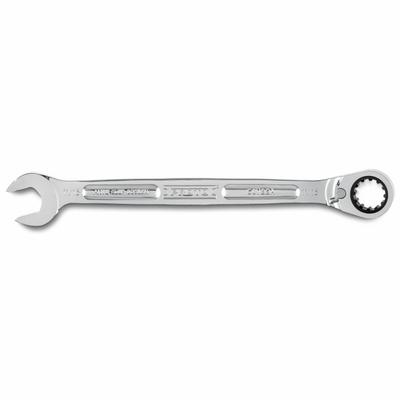 PROTO Combination Wrenches: Alloy Steel, Full Polish Chrome, 11/16 in Head Size - SAE Spline Ratcheting Combination Wrenches