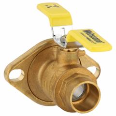 WEBSTONE Manual Two-Way Ball Valve: 1 1/2 in, Brass, Straight, Sweat x Flange, Full Port Ball Port (MPN 51406HV). Key specifications — Brand: WEBSTONE; Handle: Tee.