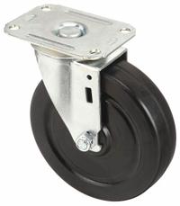 APPROVED VENDOR Plate Caster: Swivel, Rubber, 5 in Wheel Dia, 1 1/4 in Wheel Wd, Light Duty, Plain (MPN 5X730). Key specifications — Wheel/Tread Color: Black; Brand: APPROVED VENDOR; Roll Up: Swivel.