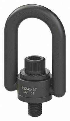 ADB HOIST RINGS Hoist Ring: Pivot/Swivel, Black Oxide-Coated Steel, 1 1/4"-7, Max. 15,000 lb (MPN 33401). Key specifications — attr994472: ADB HOIST RINGS; attr994492: 1-1/4"-7; attr998493: Pulling.
