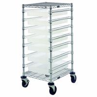 QUANTUM STORAGE SYSTEMS Bin Cart: 1,200 lb, 7 Bins/Tubs, 2 Shelves, Clear, Clear, 1 Usable Sides (MPN BC212439M2CL). Key specifications — Color: Clear; Includes: (2) Donut Bumpers; Caster/Wheel Configuration: (2) Swivel; Bin Color: Clear; Brand: QUANTUM STORAGE SYSTEMS.
