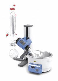 IKA Rotary Evaporator: Manual, 4 L, 20 RPM to 300 RPM, Vertical Condenser, 20 7/8 in Overall Ht (MPN 0010003492). Key specifications — Brand: IKA; Height Adjustment Method: Manual; Included Glassware Series and Type: Vertical Condenser; Features: Single-Handed Manual Lift Handling, Suitable for Left and Right-Handed Operators.
