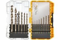 DEWALT Jobber Length Drill Bit Set: 14 Pc, 1/16" to 3/8", 135° Pilot Point, TiN-Coated Cobalt (MPN DWA1240). Key specifications — attr1236168: ToughCase®+.
