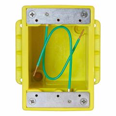 LEVITON Electrical Box: Glass-Filled Polyester, Rectangular, 1 Gangs, 1/2 in Hub Size, Yellow (MPN 452CR-4). Key specifications — Color: Yellow; Brand: LEVITON.