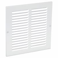 Return Air Grille: Louvered Grille, White, Powder Coated, Steel, 9 3/4 in H, 9 3/4 in W, 1/4 in D (MPN 4MJP4). Key specifications — Mounting Location: Wall; Brand: APPROVED VENDOR; Fire Rating: Not Fire Rated.
