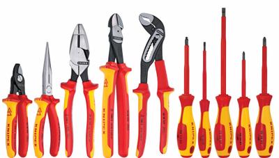 KNIPEX Insulated Tool Kit: Insulated, 10 Total Pcs, Drivers and Bits/Pliers - Tool Sets with Tool Case