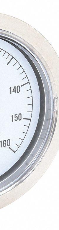 APPROVED VENDOR Analog Panel Mount Thermometer: 0°F to 160°F, ±1°F Scale Division, 3.5 in Dial Dia (MPN 12U625). Key specifications — Brand: APPROVED VENDOR; Accuracy: ±1 °F Scale Division.