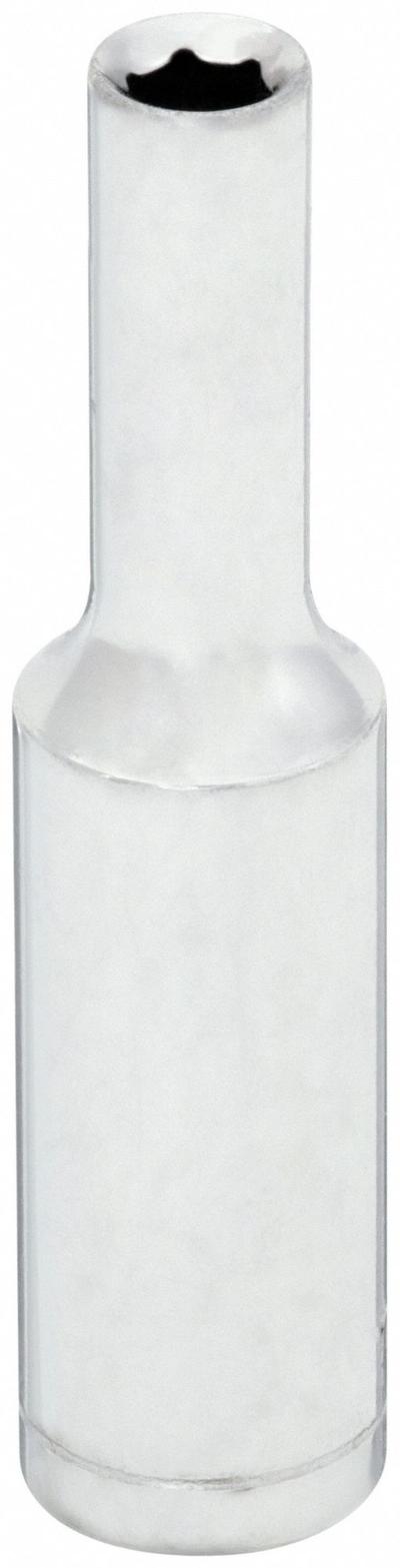 WESTWARD Socket: SAE, 1/4 in Drive Size, 3/16 in Socket Size, 6-Point, Deep, Chrome - 1/4" Drive Hand Sockets