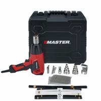 MASTER APPLIANCE Heat Gun Kit: Pistol-Grip, 120V AC, Two-Prong, LCD Display, 13 A Current (MPN PH-1400A-00-WK). Key specifications — attr1324916: (1) 35292 Speed Welding Tip; (1) 35271 Tacking Tip; (1) 35017 Shrink Tubing; (1) 35269 Welding Iron; (1) 35293 Reducer; (1) 35294 Pinpoint Reducer; (1) 35351 Case; Plastic Welding Rod Starter Asmt.