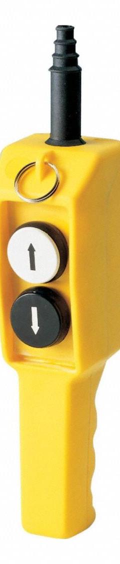 GIOVENZANA Pendant Control Station: (2) Push Buttons, 4NO, Up/Down, NEMA 4X, (2) Push Buttons (MPN P02.2). Key specifications — AC Contact Rating: 16 A @ 690 V; Action: Momentary/Momentary; DC Contact Rating: 2 A @ 690 V; Enclosure Material: Thermoplastic; Legend: Up/Down; Mounting Orientation: Vertical; Operator Configuration: (2) Push Buttons; Brand: GIOVENZANA.