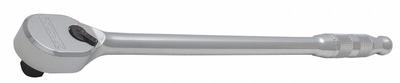 PROTO Hand Ratchet: Pear, Reversible, 25 1/2 in Overall Lg, Chrome, 4° Min Arc Swing - Standard-Head Ratchets