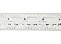 STARRETT Steel Rule: C636-500, 19 1/2 in / 500 mm, 0.05 in Thick, 0.5 mm/1/64 in, Chrome, Black, 36. Key specifications — attr939978: 0.5 mm; attr934745: STARRETT; attr944509: Chrome; attr939993: Fractional; attr986193: Etched.