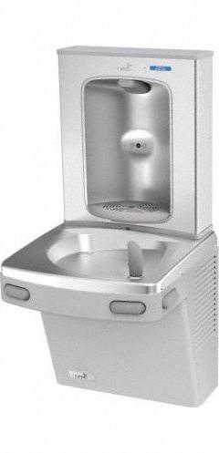 OASIS Drinking Fountain with Bottle Filler: On-Wall, 8 gph @ 50°F, Stainless Steel, Gray (MPN PG8FEBF GST). Key specifications — Brand: OASIS; Housing Material: Stainless Steel; Filter Access: Top Panel Access; Housing Finish: Graystone; Chilling Capacity: 8 gph @ 50°F; Housing Color: Gray.