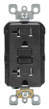 LEVITON GFI Receptacle: Decorator Duplex, 5-20, Black, GFCI, 125V AC, 20 A, 2 Pole / 3 Wire (MPN GFTR2-E)