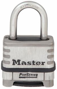 MASTER LOCK Combination Padlock: Scrolling Combo, Silver, Stainless Steel, Std Shackle (MPN 1174). Key specifications — Dial Color: Silver; Brand: MASTER LOCK.