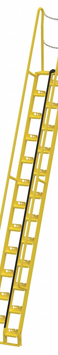 VESTIL Alternating Tread Stairs: 17.5 ft Overall Ht, Steel, 350 lb Load Capacity, Perforated (MPN ATS-14-68). Key specifications — Color: Yellow; Brand: VESTIL.