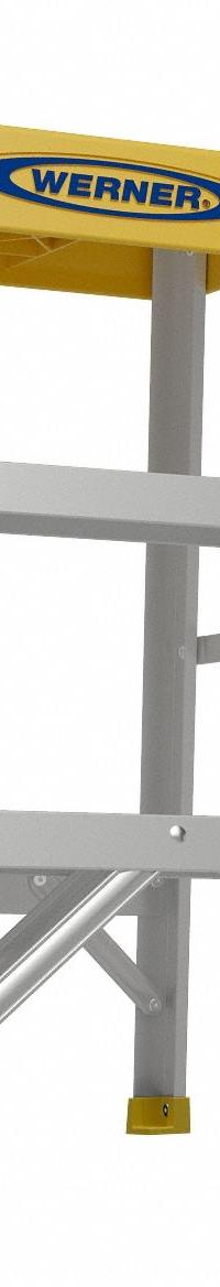 WERNER Step Stool: 2 Steps, 2 ft Overall Ht, 300 lb Load Cap, Aluminum, 2 ft Standing Ht (MPN 150B). Key specifications — Brand: WERNER; Color: Yellow.