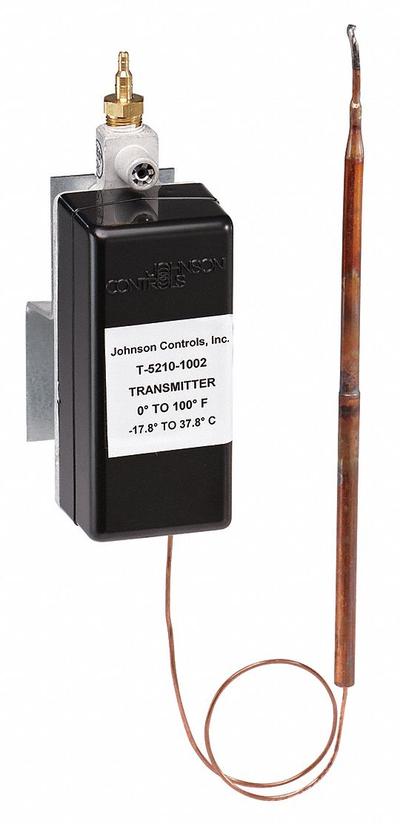 JOHNSON CONTROLS Pneumatic Temperature Transmitter: Remote Bulb Element, 40°F to 240°F, 20 psi to 25 psi - Pneumatic Temperature Transmitters