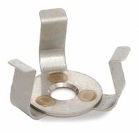 OHAUS Flask Clamp: Flask Clamp, Stainless Steel, Rubber Mat, 10 mL (MPN 30400084). Key specifications — Hold Capacity: 10 mL; Brand: OHAUS; Includes: Rubber Mat; Material: Stainless Steel; Product Type: Flask Clamp.