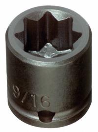 PROTO Impact Socket: 3/8 in Drive Size, SAE, 3/8 in Socket Size, 8-Point, Std, 1 in Overall Lg (MPN J7212S). Key specifications — attr1215501: PROTO; attr1215515: Black Oxide; attr1215518: 3/8 in.