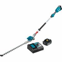 MAKITA Battery-Powered Hedge Trimmer Kit: LXT® Platform, 3/8 in Cutting Wd, 20 in Blade Lg, 18 V (MPN XNU01T). Key specifications — attr995183: 5.0 Ah; attr995188: MAKITA.