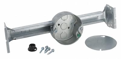RACO Box Support Bracket: Steel, Steel Material & Nominal Size, Round, 1 Gangs - Ceiling Electrical Boxes