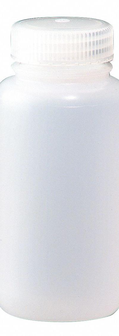 NALGENE Sampling Bottle: HDPE, 240 mL, 8 fl oz, Closure Included, Natural, 43-415 - HDPE Wide Mouth Round Lab Bottles