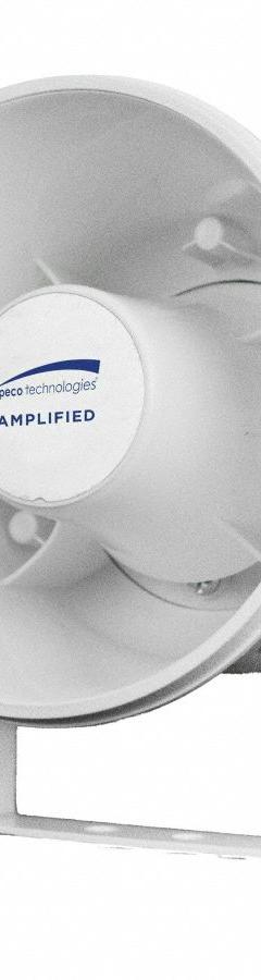SPECO TECHNOLOGIES PA Horn: Powered, 1-Way, 8 ohm Impedance, 6 in Overall Wd, 6 in Overall Ht (MPN ASPC20W). Key specifications — attr1056470: Indoor; attr1056495: Powered.