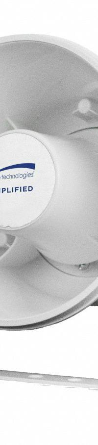 SPECO TECHNOLOGIES PA Horn: Powered, 1-Way, 8 ohm Impedance, 6 in Overall Wd, 6 in Overall Ht (MPN ASPC20W). Key specifications — attr1056470: Indoor; attr1056495: Powered.