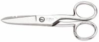 KLEIN TOOLS Electricians Scissors: Ambidextrous, 5 1/4 in Overall Lg, Serrated, Steel, Pointed (MPN 2100-7). Key specifications — attr308500: Steel; attr308502: Silver; attr308505: Ambidextrous; attr308522: Cable; attr324896: KLEIN TOOLS.