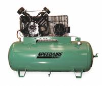 SPEEDAIRE Electric Air Compressor: 5 hp, 2 Stage, Horizontal, 80 gal, 17.3 cfm, 175 psi, Base Model (MPN 1WD82). Key specifications — attr48430: SPEEDAIRE; attr48445: 60 Hz; attr48448: Initial Fill of Compressor Oil; attr48450: 208-240V AC; attr48474: Three; attr48487: Horizontal.