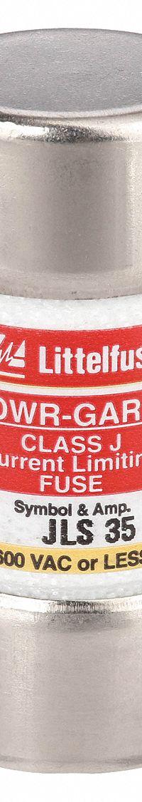 LITTELFUSE Fuse: JLS Series, Class J, Cylindrical Body, Fast-Acting, 35 A, 600 V AC, Non-Indicating (MPN JLS035). Key specifications — attr1287274: JLS; attr211200: LITTELFUSE.
