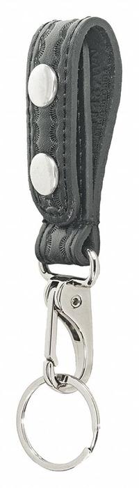 HEROS PRIDE Key Holder: Black, Leather, Basket Weave, 6 1/4 in x 29 mm, Snap Closure (MPN 1487WN). Key specifications — attr188437: Black; attr188438: Leather; attr188431: Key Pouch.