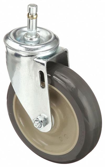 APPROVED VENDOR Stem Caster: Swivel, No Brake, 5 in Wheel Dia., 1 1/4 in Wheel Wd - NSF-Listed Sanitary Friction-Ring Stem Casters