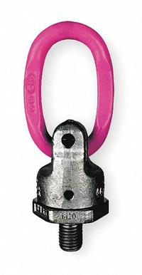 RUD CHAIN Hoist Ring: Pivot/Swivel, Steel w/Pink Powder-Coated Bail, M20-2.5, Max. 5,500 lb, Lifting (MPN 7989081). Key specifications — Brand: RUD CHAIN; Thread Size: M20-2.5; Operation: Lifting.