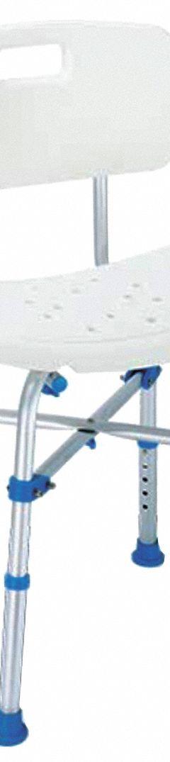 BIG JOHN Shower Chair: Aluminum, 20 in Max. Seat Wd, 700 lb Wt Capacity (MPN BJBATH)
