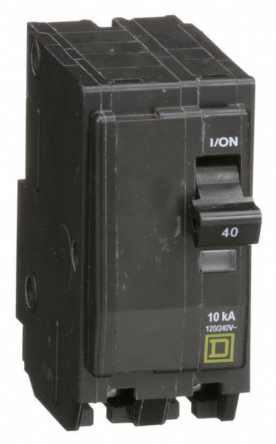 SQUARE D Miniature Circuit Breaker: 40 A, 120/240V AC, Single Phase, 10kA at 120/240V AC - QO Series, Plug-In Square D Miniature Circuit Breakers
