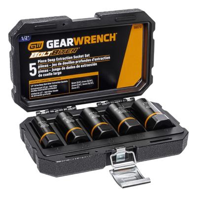 GEARWRENCH Impact Socket Set: 1/2 in Drive Size, 3/4"/19mm - 1"/25mm Socket Size Range - Bolt Extraction Impact Socket Sets