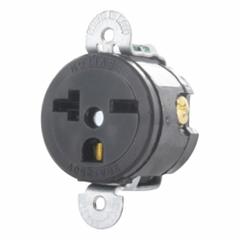 LEVITON Single Receptacle Outlet: Single, 6-20, Black, 250V AC, 20 A, 2 Pole / 3 Wire (MPN 5458-SS)