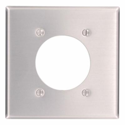 LEVITON Wall Plate: Single Circular Opening, 2 Gang, Silver - General Purpose Wall Plates