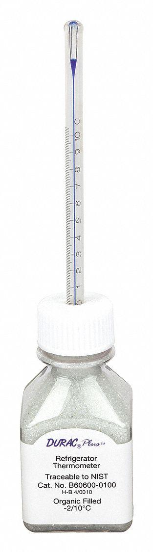 DURAC PLUS Bottle Thermometer: -2°C to 10°C - Analog Bottle Thermometers for Blood Bank, Vaccine & Critical Refrigeration Environments