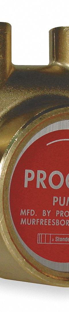 PROCON Rotary Vane Pump: Direct Drive, Low-Lead Brass Body, 1/2" NPT, 240 gph Max. Flow, 1/2 in SS (MPN 114B240F11BA 250). Key specifications — Vane Material: Carbon; NSF 169 Listed: Yes; Relief Valve Type Included: Standard; Brand: PROCON; Strainer: Not Included; Ports: 1/2" NPT; Relief Valve Type: Standard.