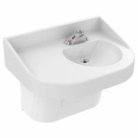 BESTCARE Hospital Sink: Polymer Resin, 14 1/2 in Bowl Lg, 4 in Bowl Dp, ADA Compliant (MPN WH3778R-09). Key specifications — ADA Compliant: ADA Compliant; Color: White; Bowl Shape: D-Shape; Brand: BESTCARE; Sink Mounting Type: Wall.